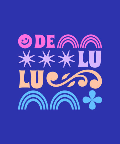 T-Shirt Design Maker Featuring Rainbow Graphics and a Delulu Quote
