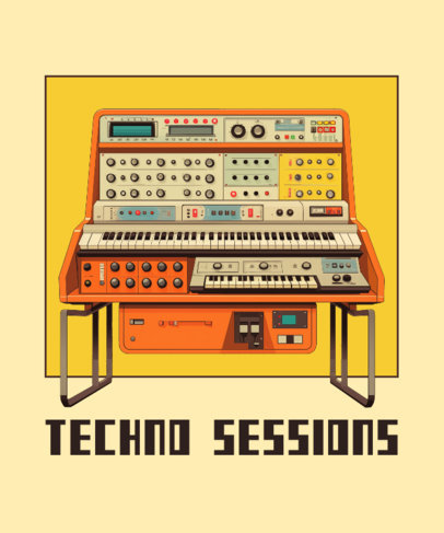 Retro T-Shirt Design Creator Featuring an Illustrated Keyboard for Musicians 4383-6273