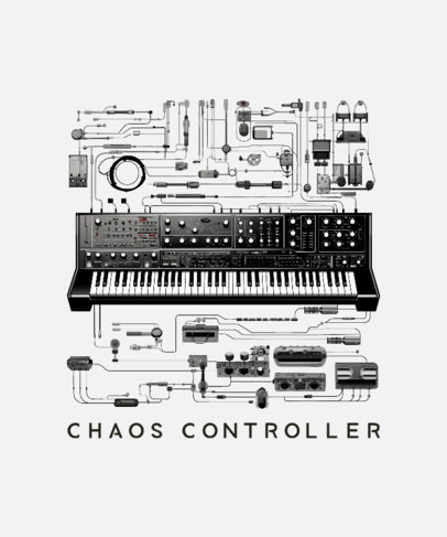 T-Shirt Design Template for Musicians Featuring a Keyboard with Connectors 5622-6274