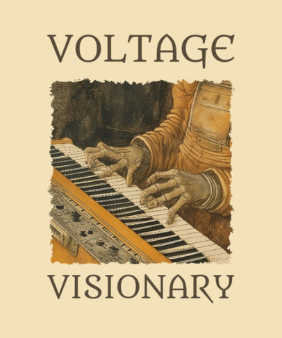 T-Shirt Design Creator Featuring Illustrated Hands Playing a Keyboard 5622-6274