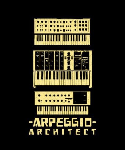 T-Shirt Design Generator Featuring Synthesizers with a Gritty Texture