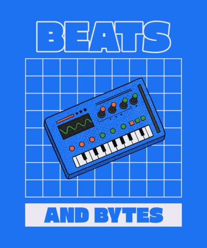 T-Shirt Design Generator for Musicians Featuring an Illustrated Keyboard Graphic