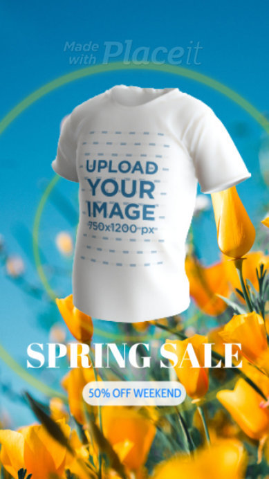 Spring Sale-Themed Video Featuring a Spinning 3D T-Shirt