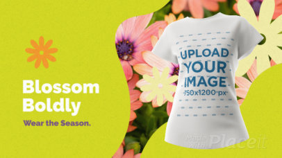 Round-Neck T-Shirt Video With Floral Graphics for a Spring Sale