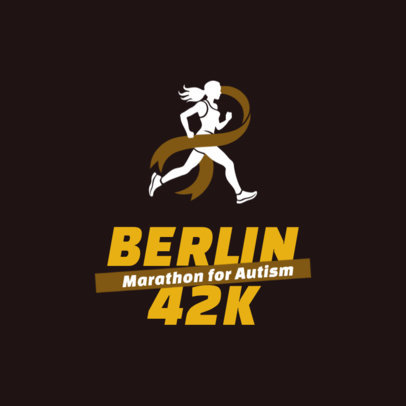 Charity Marathon for Autism Logo Template Featuring a Runner and a Ribbon