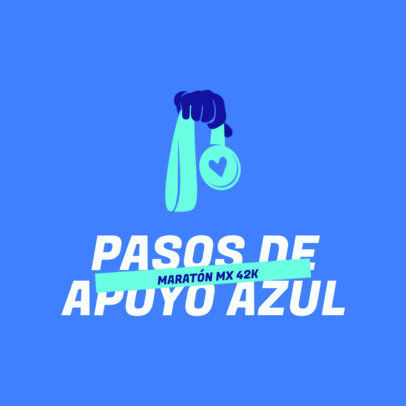 Autism Awareness-Themed Marathon Logo Maker Featuring a Hand with a Medal