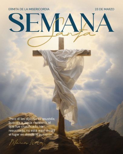 Instagram Post Maker Featuring an AI-Created Cross with a Cloth for Holy Week