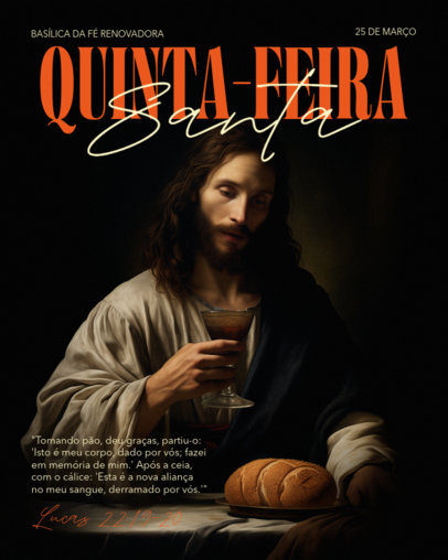 Easter-Themed Instagram Post Maker Featuring an Illustration of Jesus and a Biblical Quote