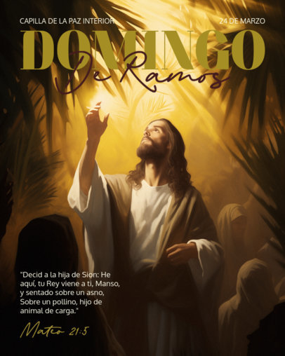 Instagram Post Maker for Palm Sunday with an Illustration of Jesus and a Biblical Quote