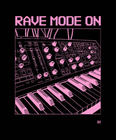 Synthesizer-Themed T-Shirt Design Maker for Thechno Music Fanatics
