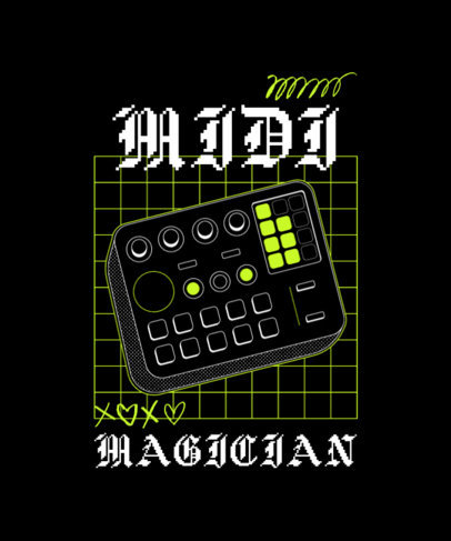 T-Shirt Design Maker With a Synthesizer for Music Enthusiasts