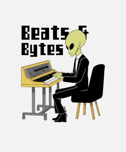 Aliens T-Shirt Design Generator With a Synthesizer Theme