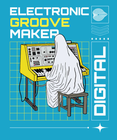 Music-Themed T-Shirt Design Creator Featuring a Ghost Making Some Techno Tunes 5487i-6272