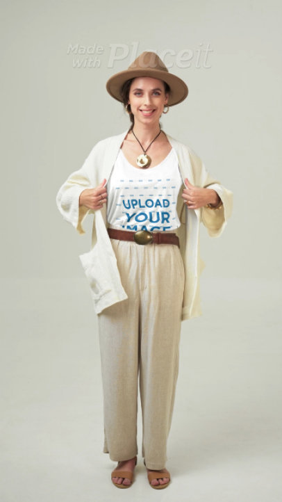 Bella Canvas Tank Top Video Featuring a Happy Woman With a Boho Style