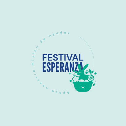 Charity Easter Festival Logo Creator with an Illustrated Basket of Flowers