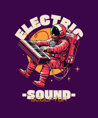 T-Shirt Design Maker Featuring an Astronaut Playing a Synthesizer 3520-6275