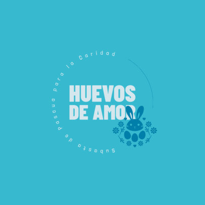 Charity Auction Logo Template Featuring an Easter Bunny with Flowers