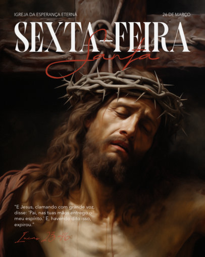 Instagram Post Creator Featuring an Illustration of Jesus on the Cross for Holy Week