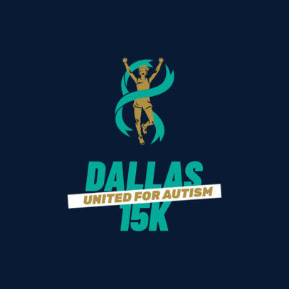 Charity Race for Autism Logo Creator with a Cheerful Runner and a Ribbon