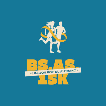 United for Autism-Themed Race Logo Template with Runner Graphics with a Ribbon