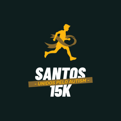 Logo Template with a Runner Graphic and a Ribbon for an Autism Race