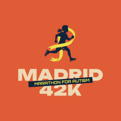Autism Awareness-Themed Marathon Logo Maker with a Runner and a Ribbon