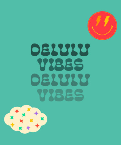T-Shirt Design Template with a Delulu Vibes Text with a Smiling Face Graphic 6366a