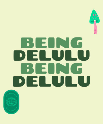 T-Shirt Design Creator Featuring a Repetitive Delulu Phrase with Smiling Graphics 6366f