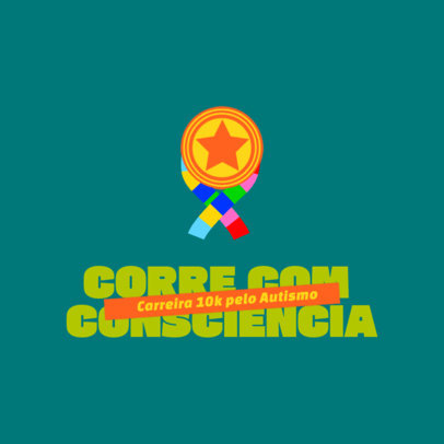 Logo Template with an Illustrated Medal for a 10K Race for Autism Awareness