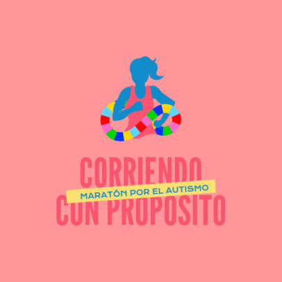 Autism Awareness Marathon Logo Generator with a Quote and a Female Runner Icon