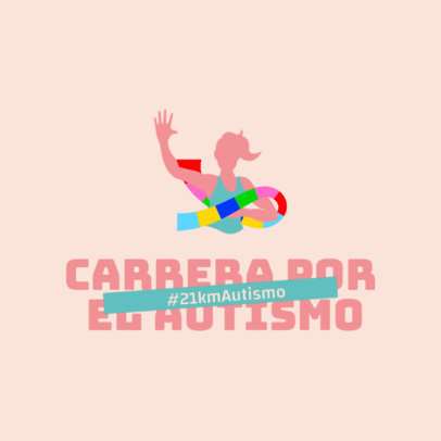 Logo Creator for an Autism Awareness Race with a Female Runner and a Ribbon