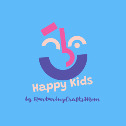 Kids Academy Logo Template Featuring an Abstract Smiling Face