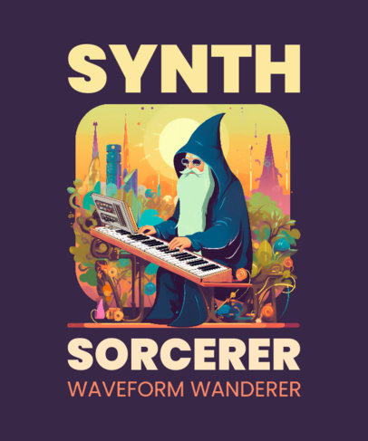 T-Shirt Design Creator with a Cartoonish Wizard Playing a Synthesizer 6275