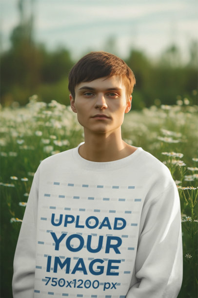 Sweatshirt Mockup Featuring an AI-Created Man Inspired by Howl's Moving Castle m34041