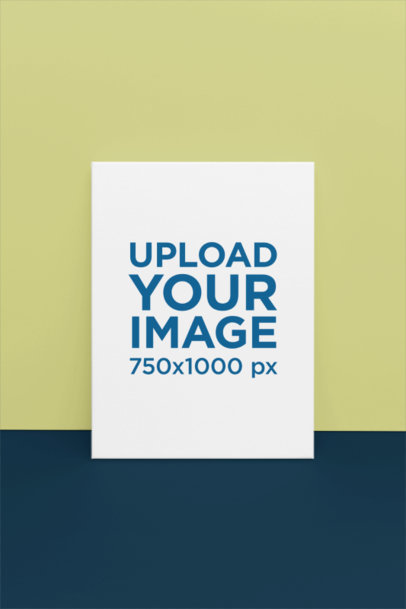 Mockup of an Art Print Canvas Leaning Against a Colorful Backdrop m37142