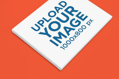 Mockup of an Art Canvas Lying on a Colorful Surface m37136