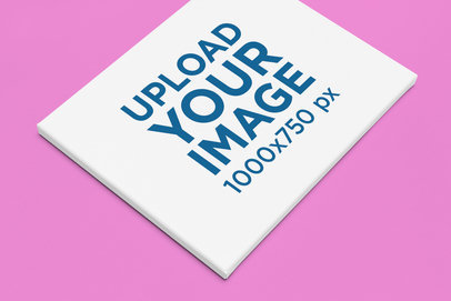 Art Print Canvas Frame Mockup Featuring a Colorful Backdrop m37140