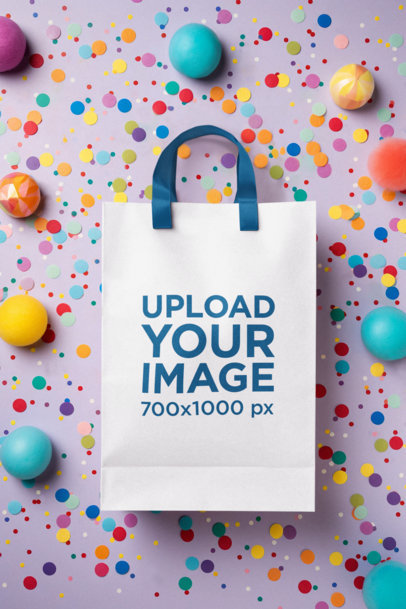 AI-Generated Mockup Featuring a Gift Bag and a Party Theme m37805