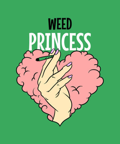 T-Shirt Design Template Featuring a Weed Princess-Themed Graphic