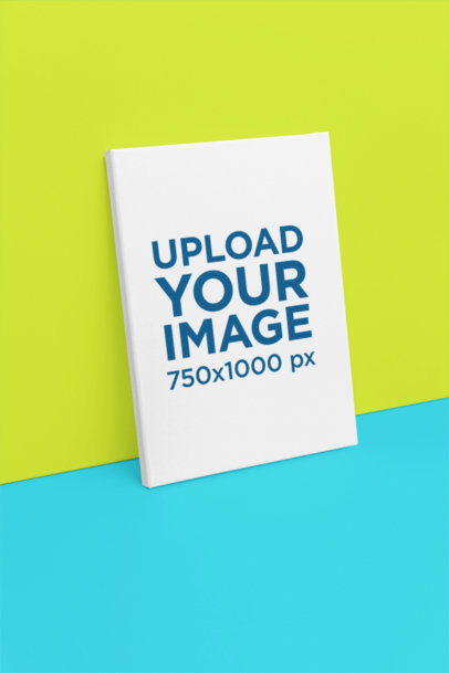 Mockup of an Art Print Canvas Frame Leaning Against a Customizable Wall m37141