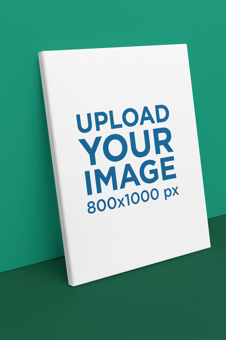 Art Print Canvas Mockup Featuring a Customizable Wall