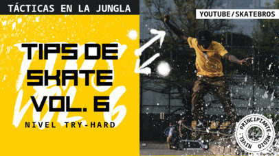 YouTube Thumbnail Template with Graffiti Graphics and a Skater's Picture