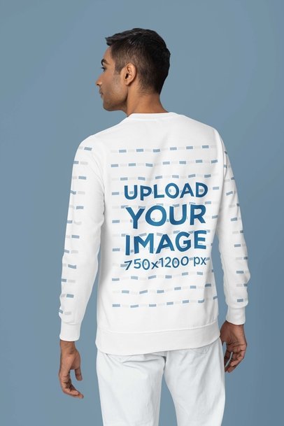 Back-View Crewneck Sweatshirt Mockup of a Man Posing in a Studio for an E-Shop Catalog