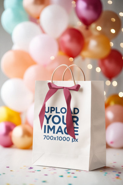 Birthday-Themed Mockup of an AI-Generated Gift Bag m37275