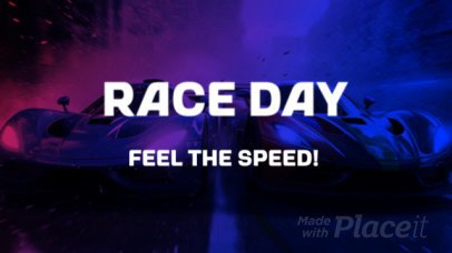 Intro Video Maker Featuring a Gradient Neon Background for a Racing Game