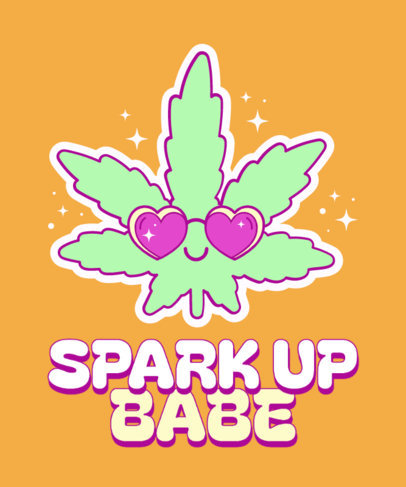 T-Shirt Design Maker Featuring a Cartoonish Weed Plant for Stoner Girls