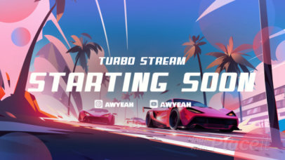 Twitch Screen Video Maker with AI-Created Racing Cars and a Starting Soon Message 6104 7889 