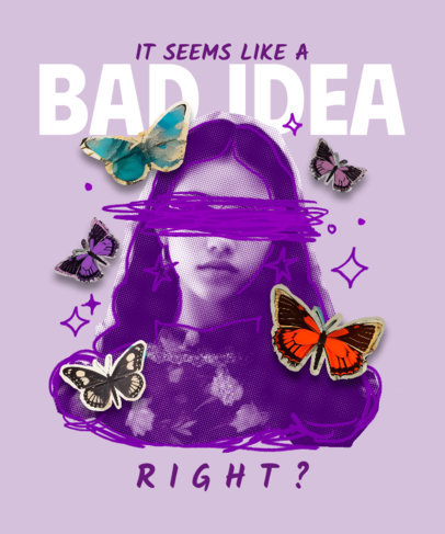 Illustrated T-Shirt Design Generator With Butterflies and an Olivia Rodrigo-Inspired Graphic 5172g-6309