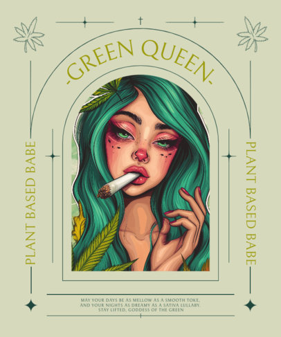 Trendy T-Shirt Design Template With AI-Created Cannabis Graphics