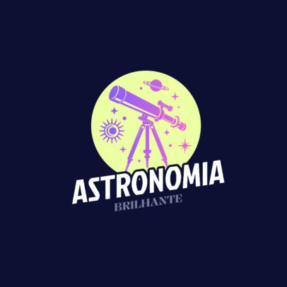 Logo Generator Featuring an Illustrated Telescope with Stars